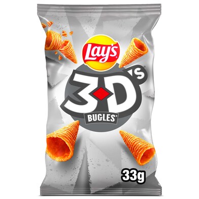 Conos de maíz con sabor a queso y bacon Lay's 3D's bolsa 33 g-0