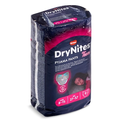 Braguitas absorbentes para niñas de 8 a 15 años Huggies DryNites bolsa 9 unidades-0