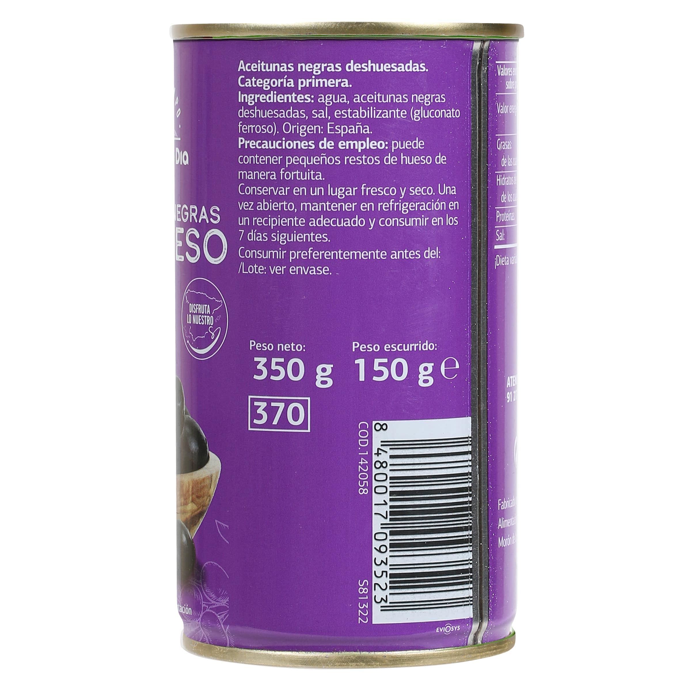 Aceitunas negras sin hueso Dia Vegecampo 150 g