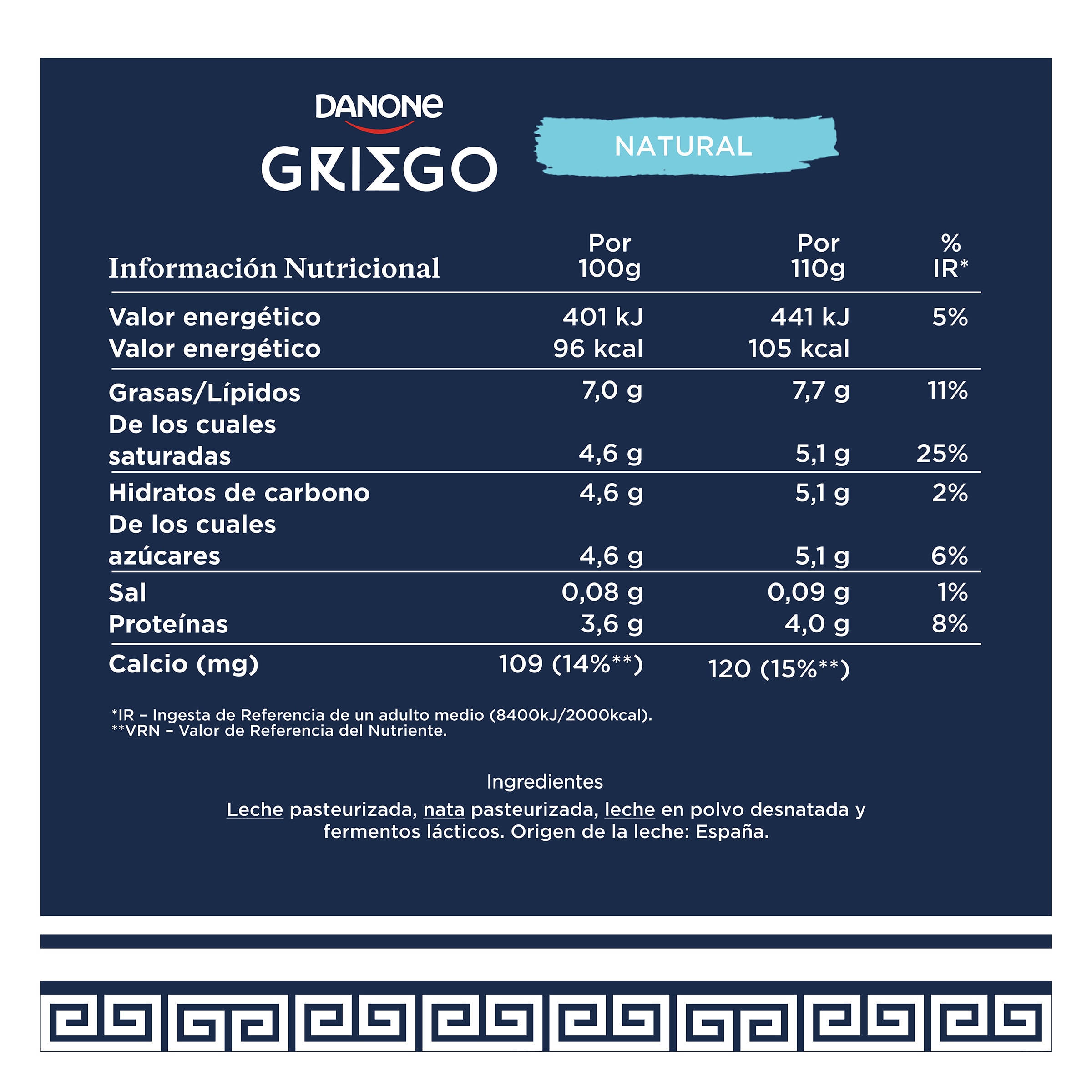 Yogur griego natural Danone 4 x 110 g