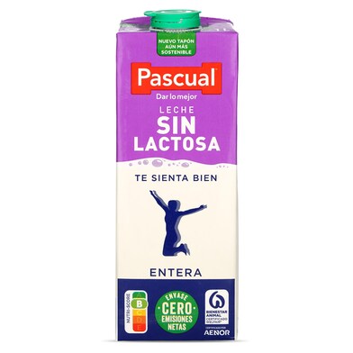 Leche entera sin lactosa Pascual brik 1 l-1 Leche entera sin lactosa Pascual brik 1 l-1