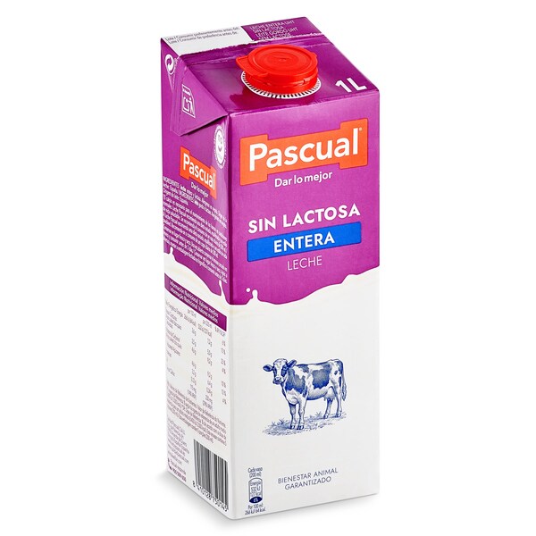 Leche Entera sin Lactosa Pascual Envase 1 L.