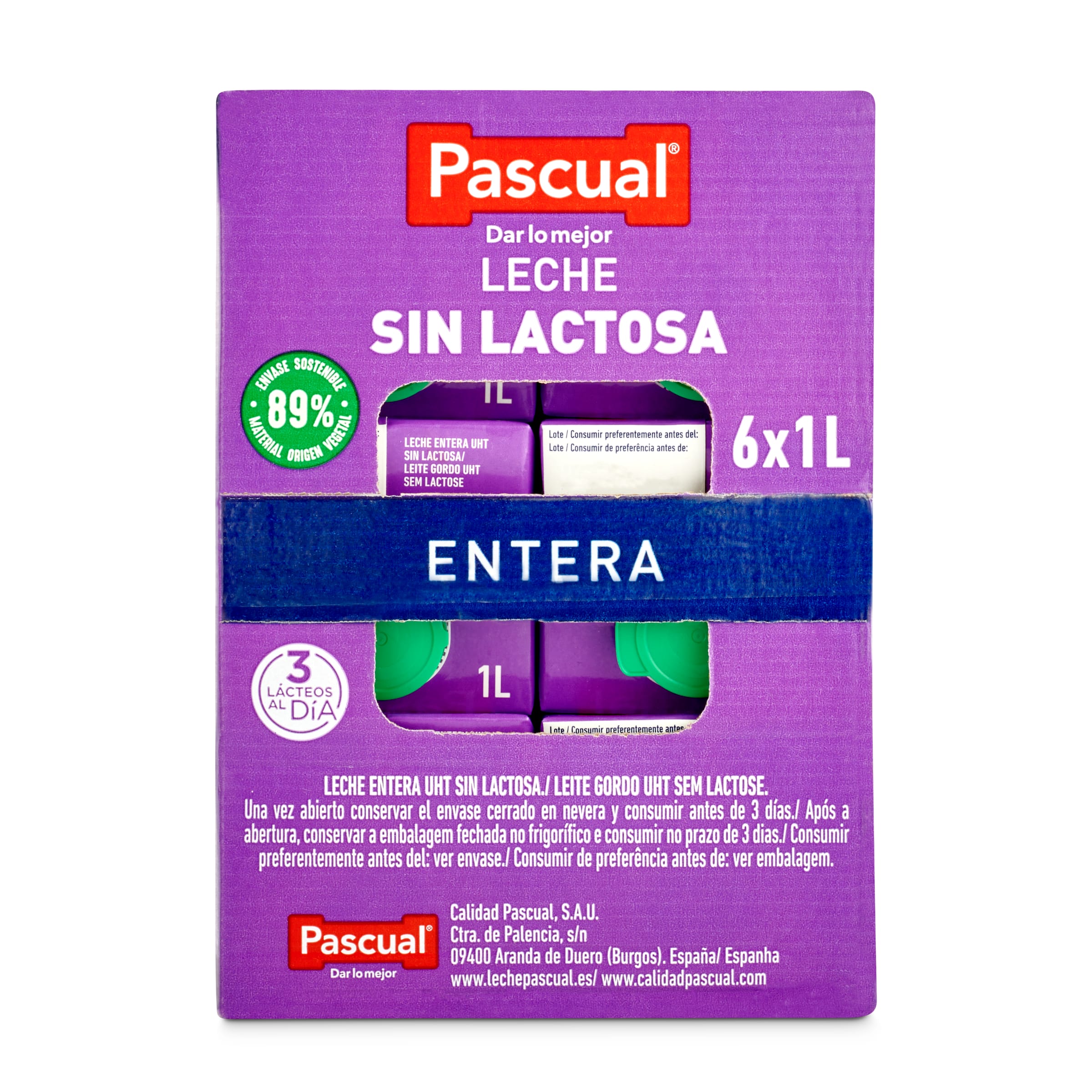 Leche sin Lactosa Entera Pascual