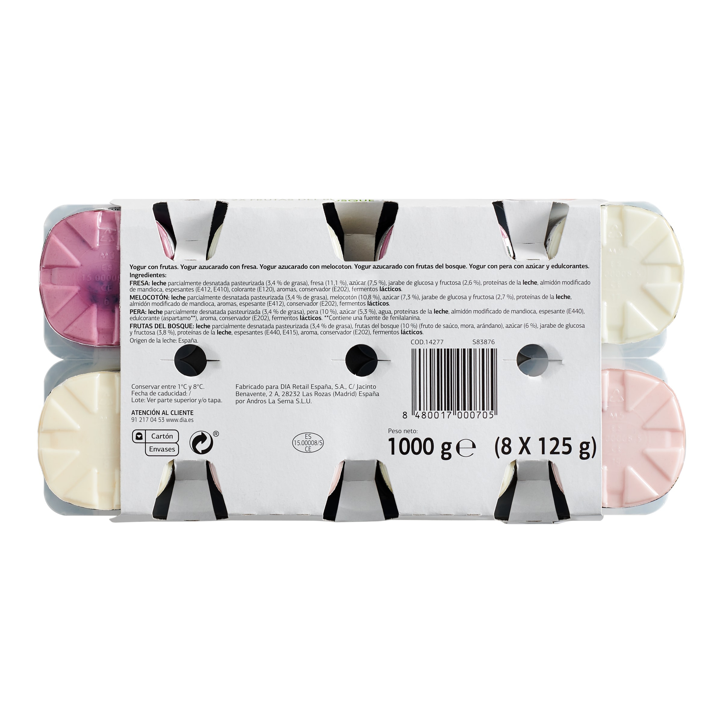 Yogur con frutas Dia Láctea 8 x 125 g