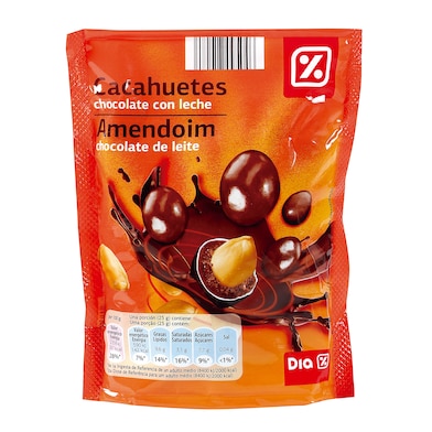 Cacahuetes cubiertos de chocolate con leche Dia bolsa 250 g-0