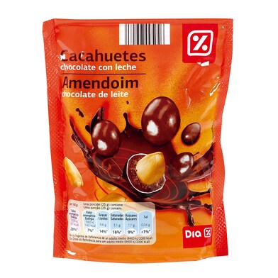 Cacahuetes cubiertos de chocolate con leche Dia bolsa 250 g-0