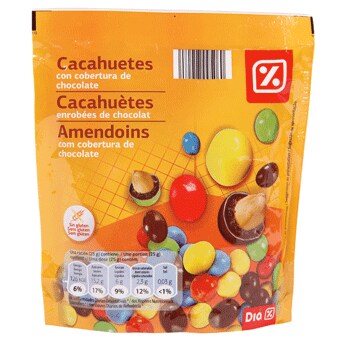 Cacahuetes cubiertos de chocolate Dia bolsa 250 g-0