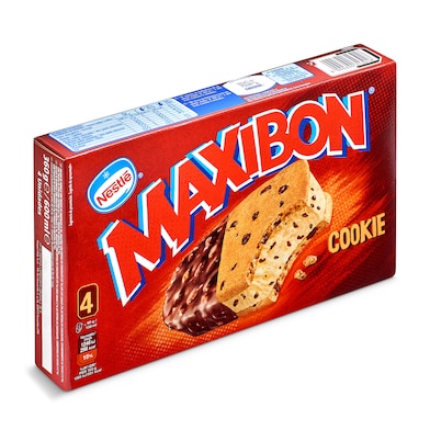 Helado de vainilla con trozos de chocolate y cookies 4 unidades Nestlé Maxibon caja 360 g-0