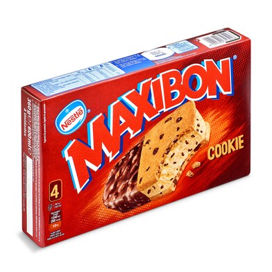 Helado de vainilla con trozos de chocolate y cookies 4 unidades Nestlé Maxibon caja 360 g-0