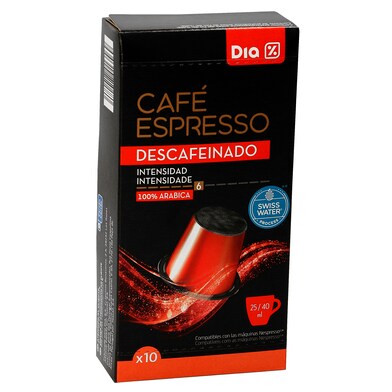 Café en cápsulas espresso descafeinado Cafetería de Dia caja 10 unidades-0 Café en cápsulas espresso descafeinado Cafetería de Dia caja 10 unidades-0
