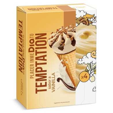 Helado cono de vainilla 4 unidades Temptation de Dia caja 272 g-0