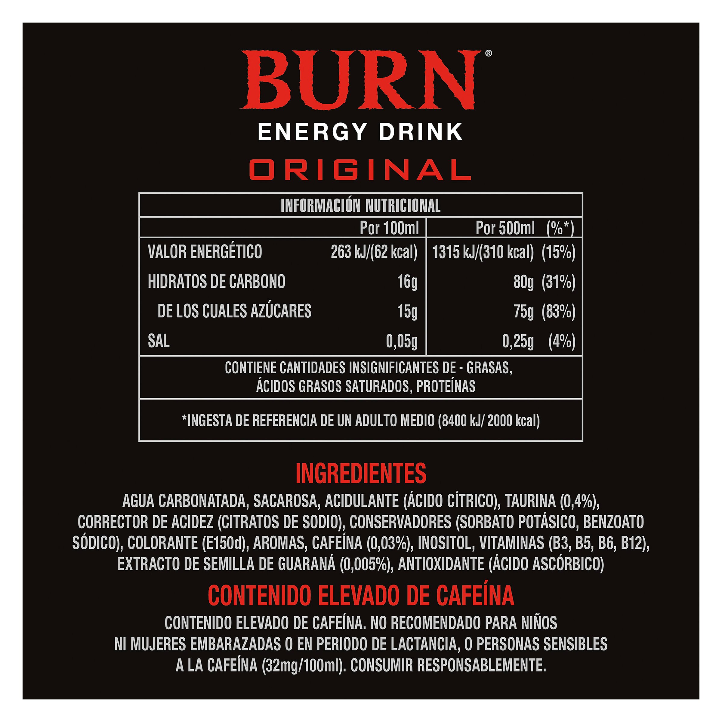 Bebida energética Burn 500 ml