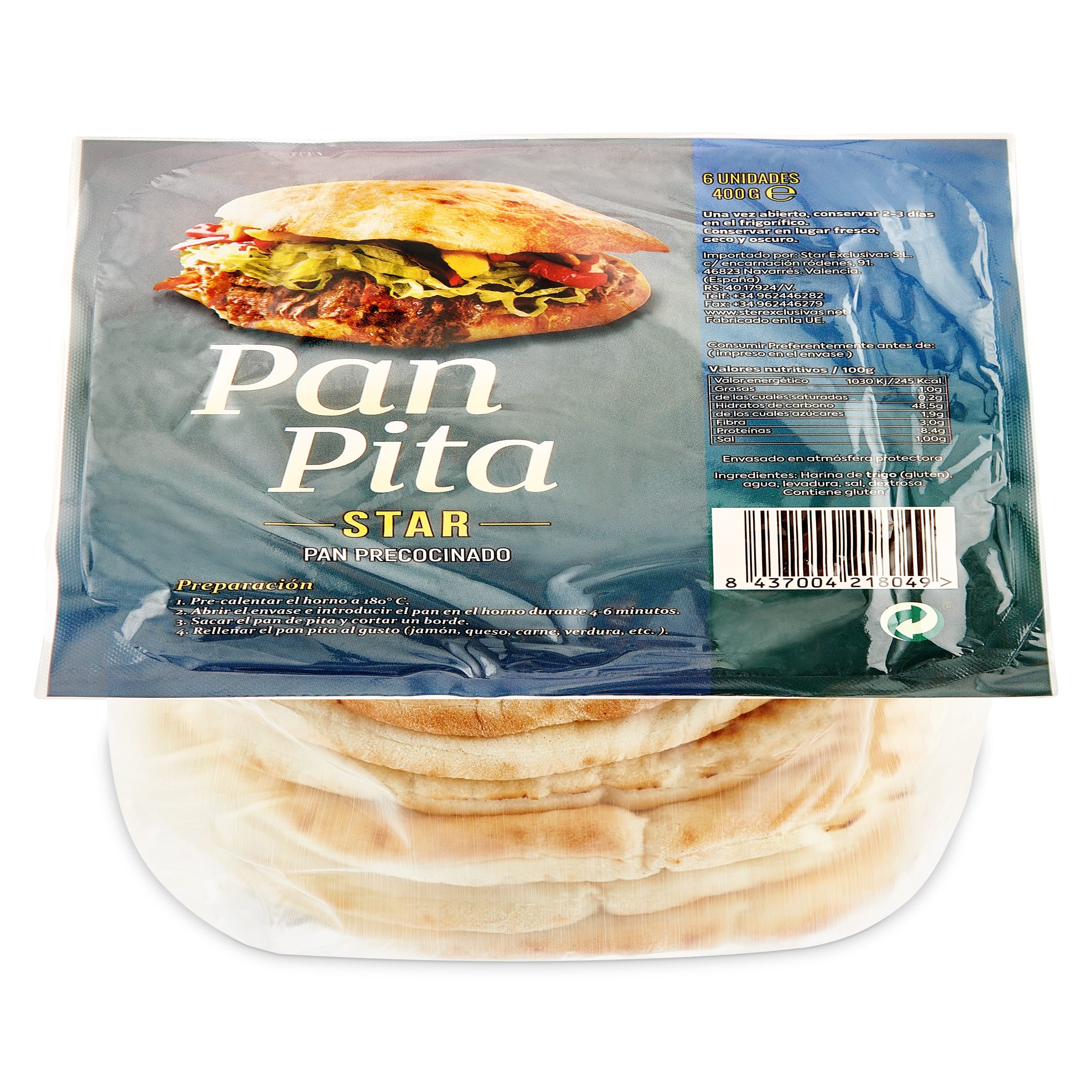 Pan de pita precocido Star 400 g