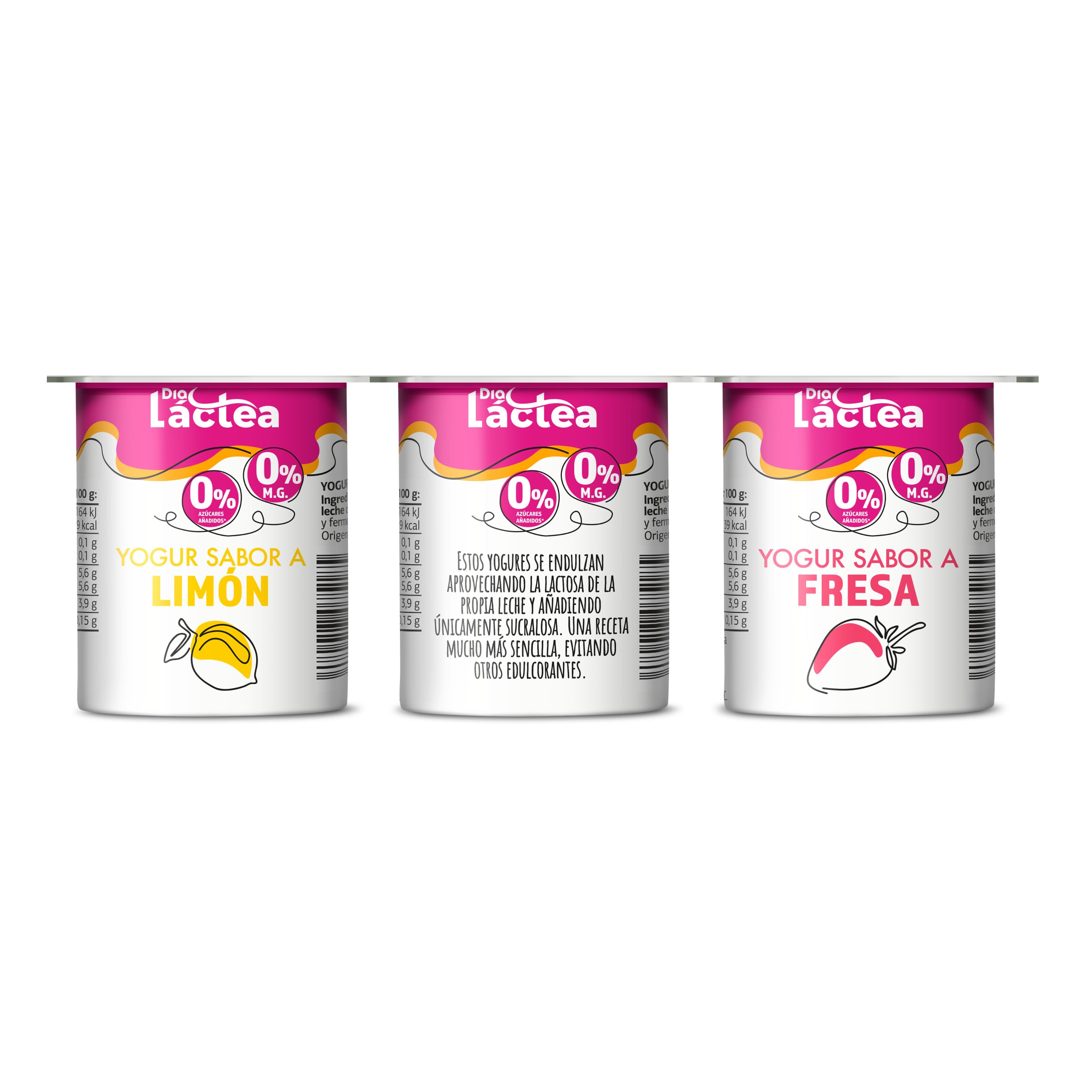 Yogur desnatado sabor limón, fresa y piña Dia Láctea 6 x 125 g