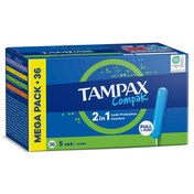 Tampón compak super Tampax caja 36 unidades