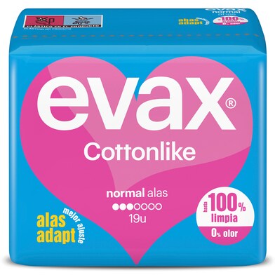 Compresas normal con alas Evax bolsa 19 unidades-0 Compresas normal con alas Evax bolsa 19 unidades-0