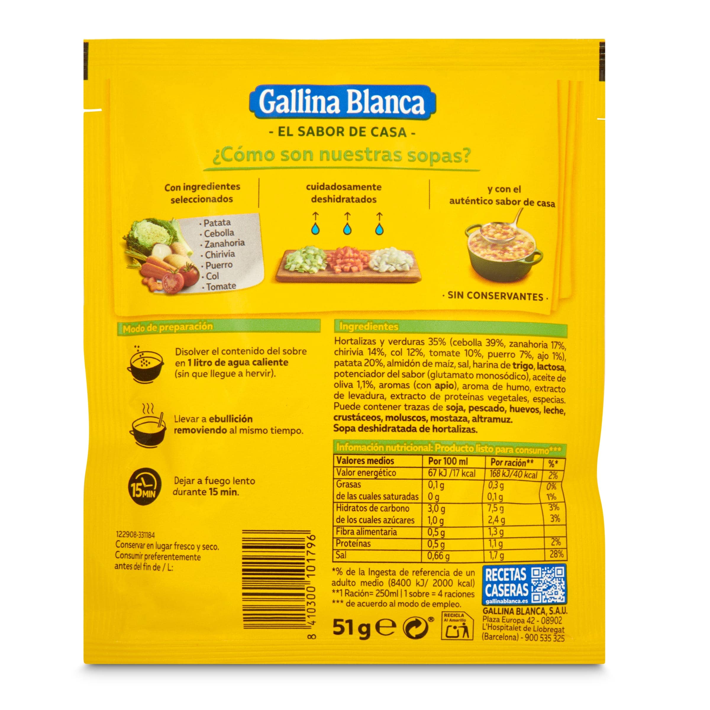Sopa de verduras Gallina Blanca 51 g