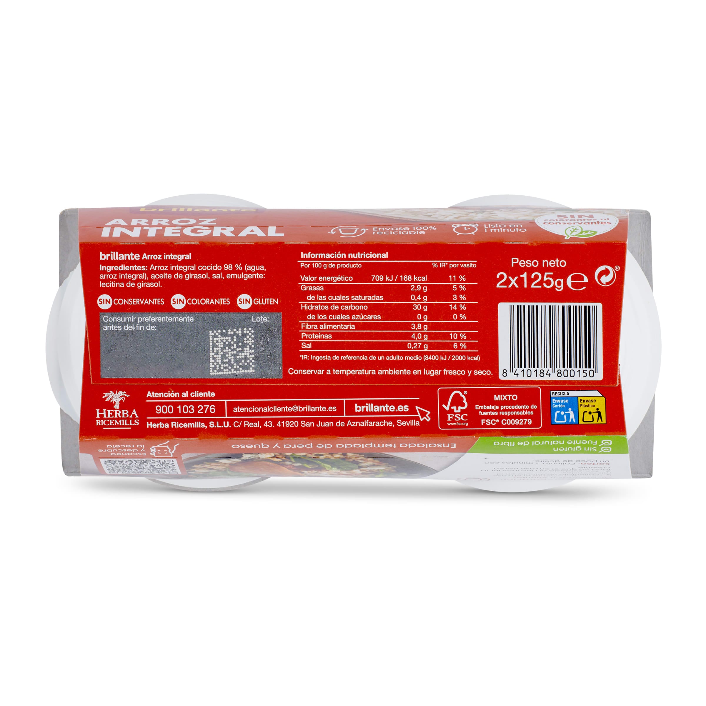 Vasos de arroz integral Brillante 2 x 125 g