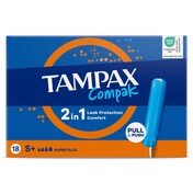 Tampones super plus compak Tampax caja 18 unidades