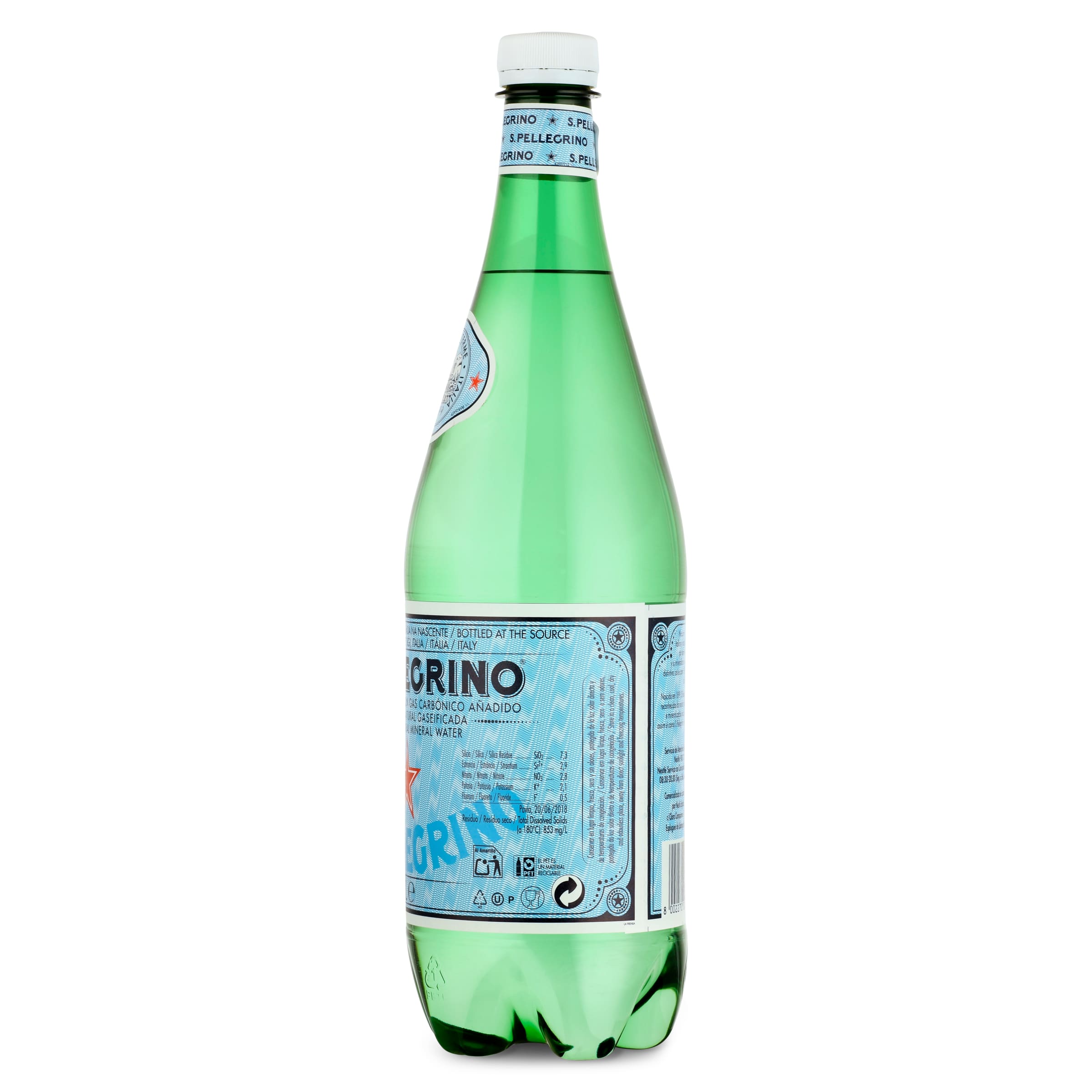 Agua mineral con gas San Pellegrino 1 L