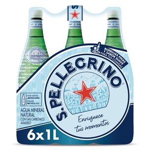 Agua mineral con gas San Pellegrino pack 6 x 1 L