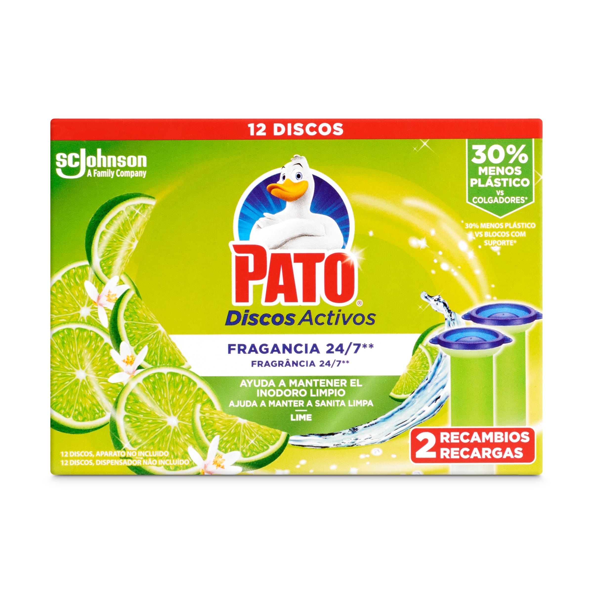 Discos activos aroma lima fresca Pato 2 unidades