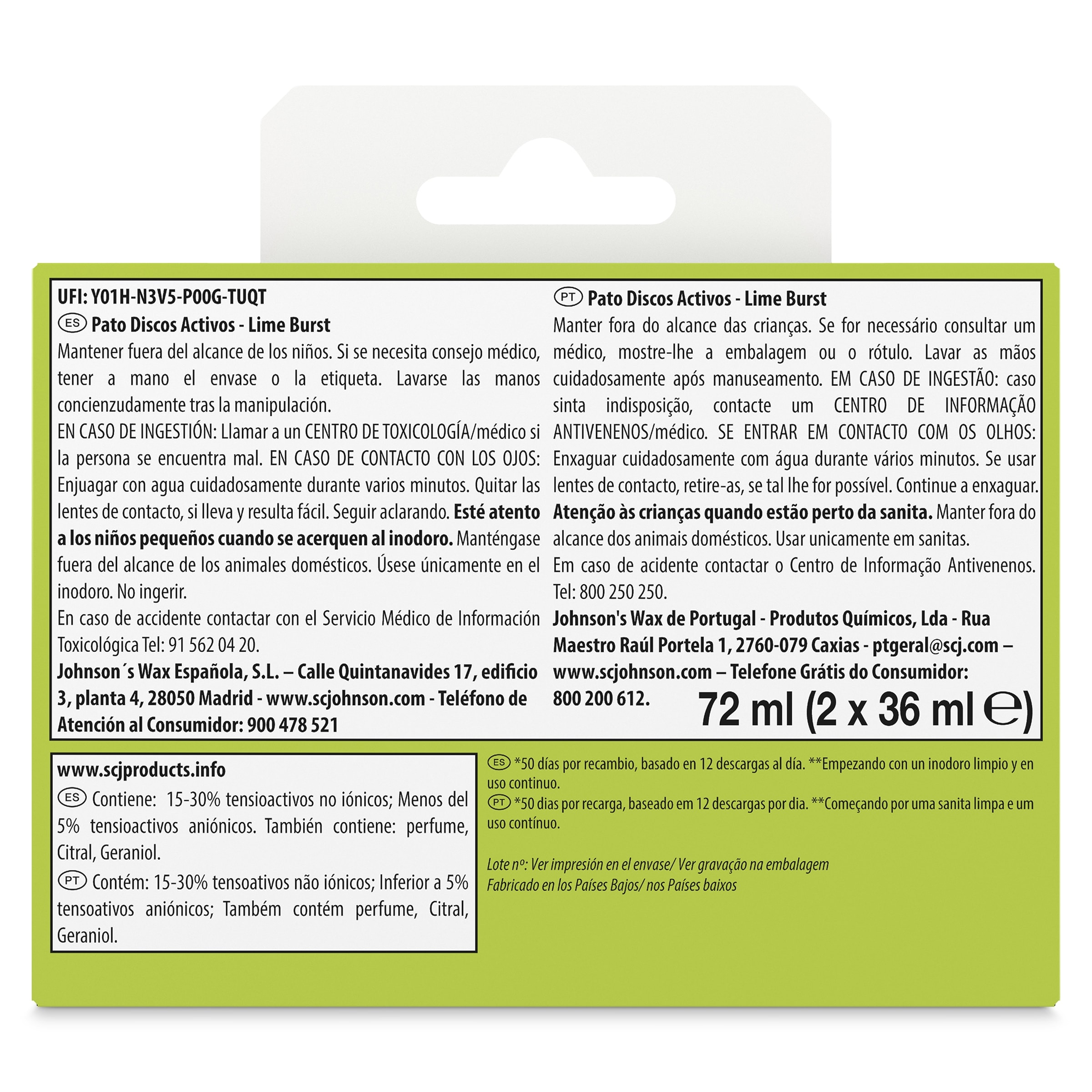 Discos activos aroma lima fresca Pato 2 unidades