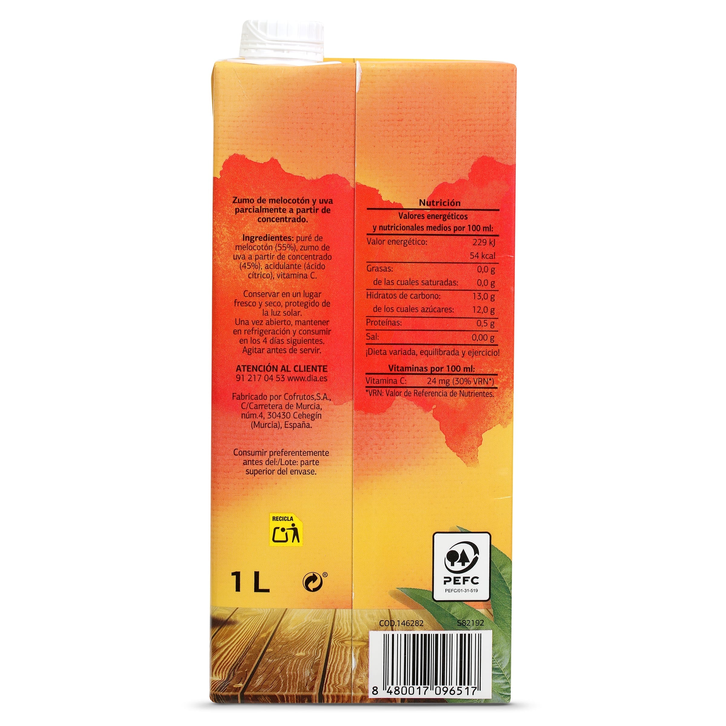 Zumo de melocotón y uva Dia Saborfera 1 L