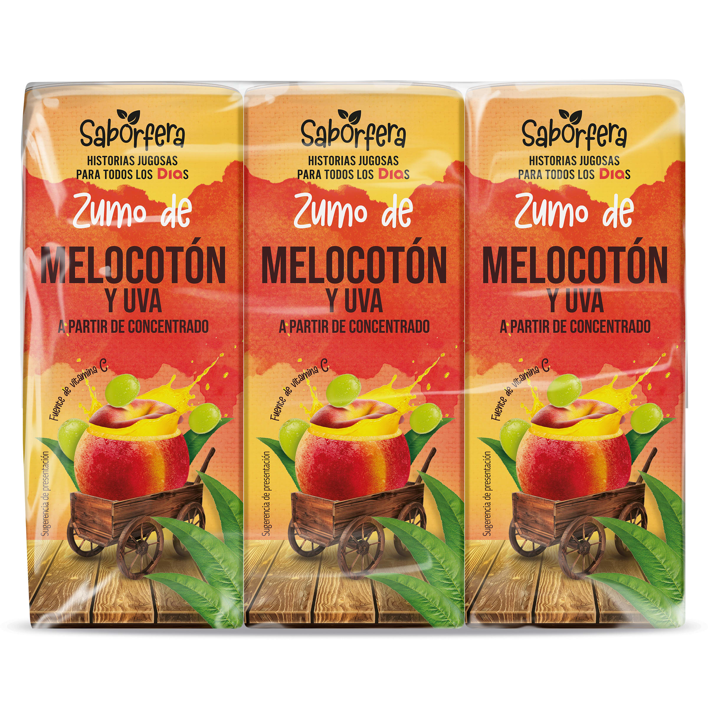 Zumo de melocotón y uva Dia Saborfera pack 6 x 200 ml