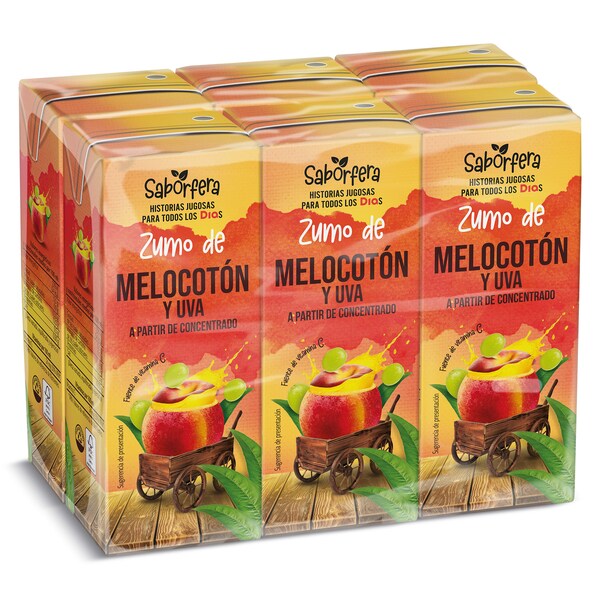 Zumo Melocotón, Manzana y Uva Dia Pack 6x200 Ml.
