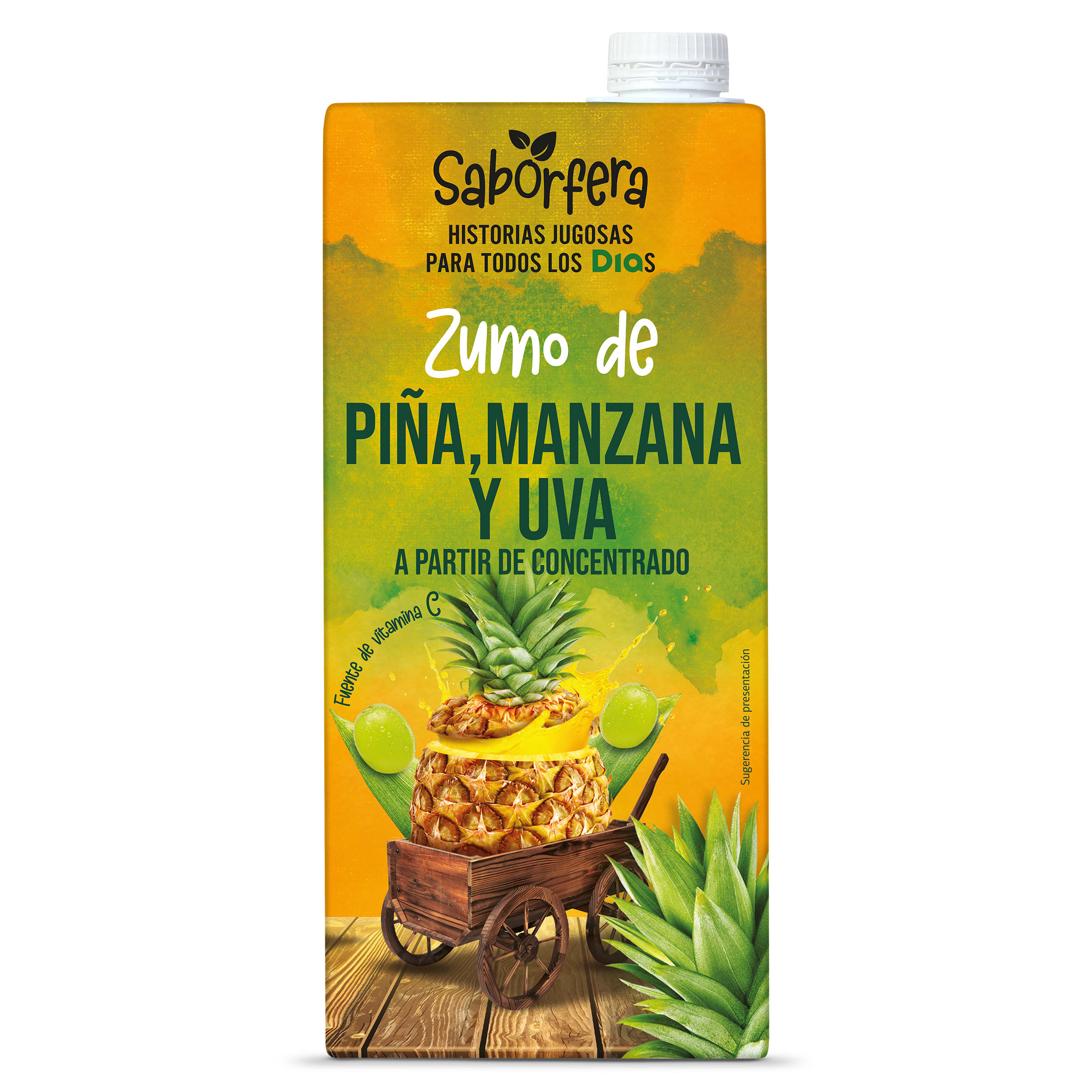Zumo de piña, manzana y uva Dia Saborfera 1 L