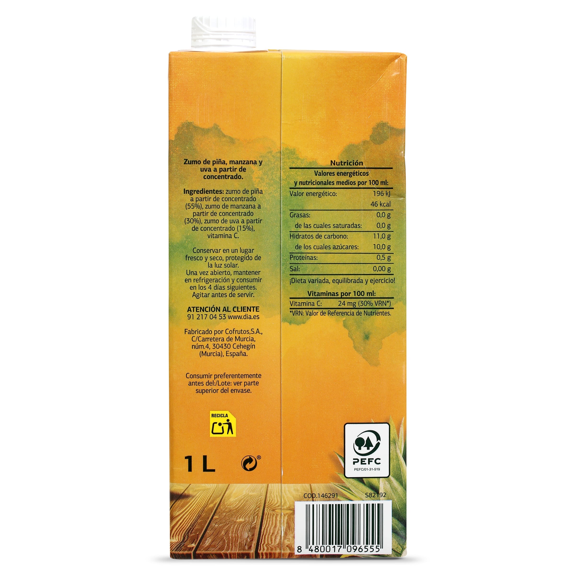 Zumo de piña, manzana y uva Dia Saborfera 1 L