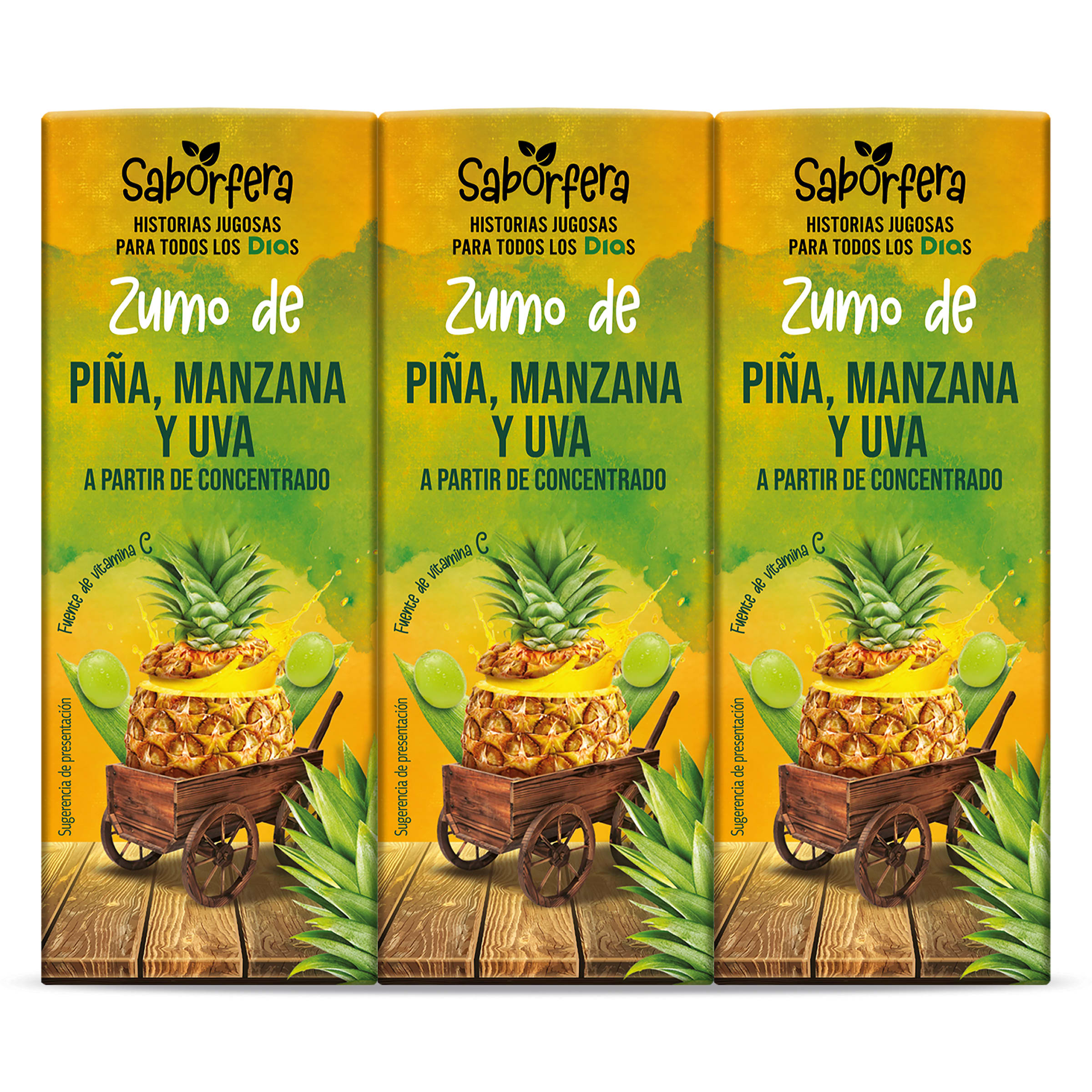 Zumo de piña, manzana y uva pack 6 x 200 ml