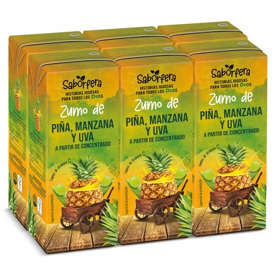 Zumo de piña, manzana y uva 100% Zumosfera de Dia brik 6 x 200 ml-0 Zumo de piña, manzana y uva 100% Zumosfera de Dia brik 6 x 200 ml-0