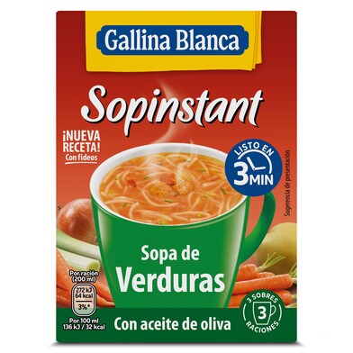 Sopa de verduras con picatostes Gallina Blanca Sopinstant caja 51 g-0 Sopa de verduras con picatostes Gallina Blanca Sopinstant caja 51 g-0