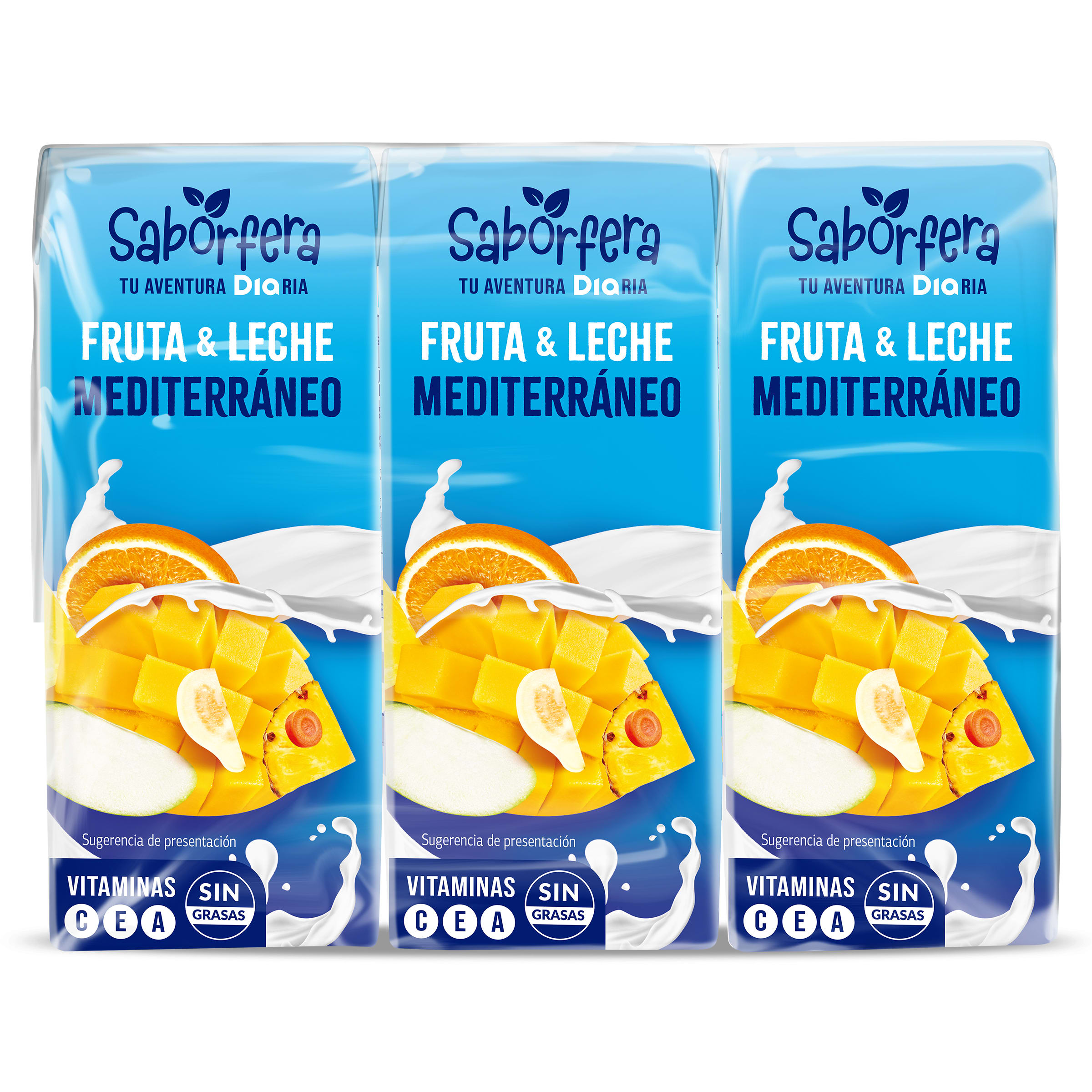 Bebida de fruta y leche mediterráneo Dia Saborfera pack 6 x 200 ml