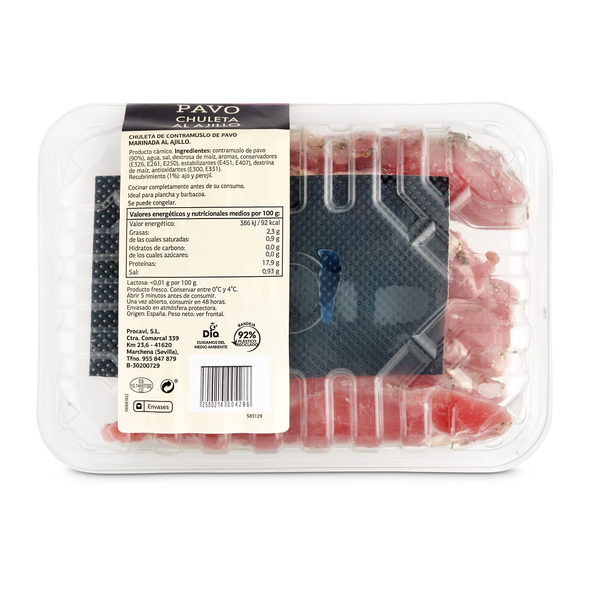 Chuletas de pavo al ajillo Selección de Dia 680 g aprox.
