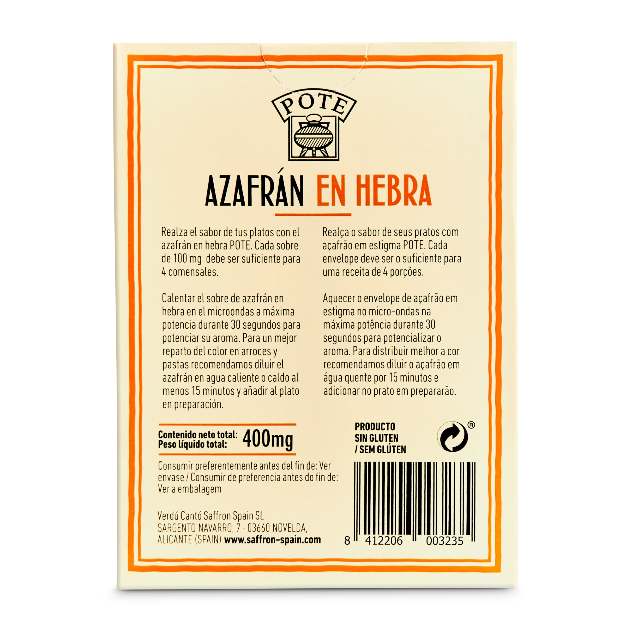 Azafrán en hebras Pote 0,4 g