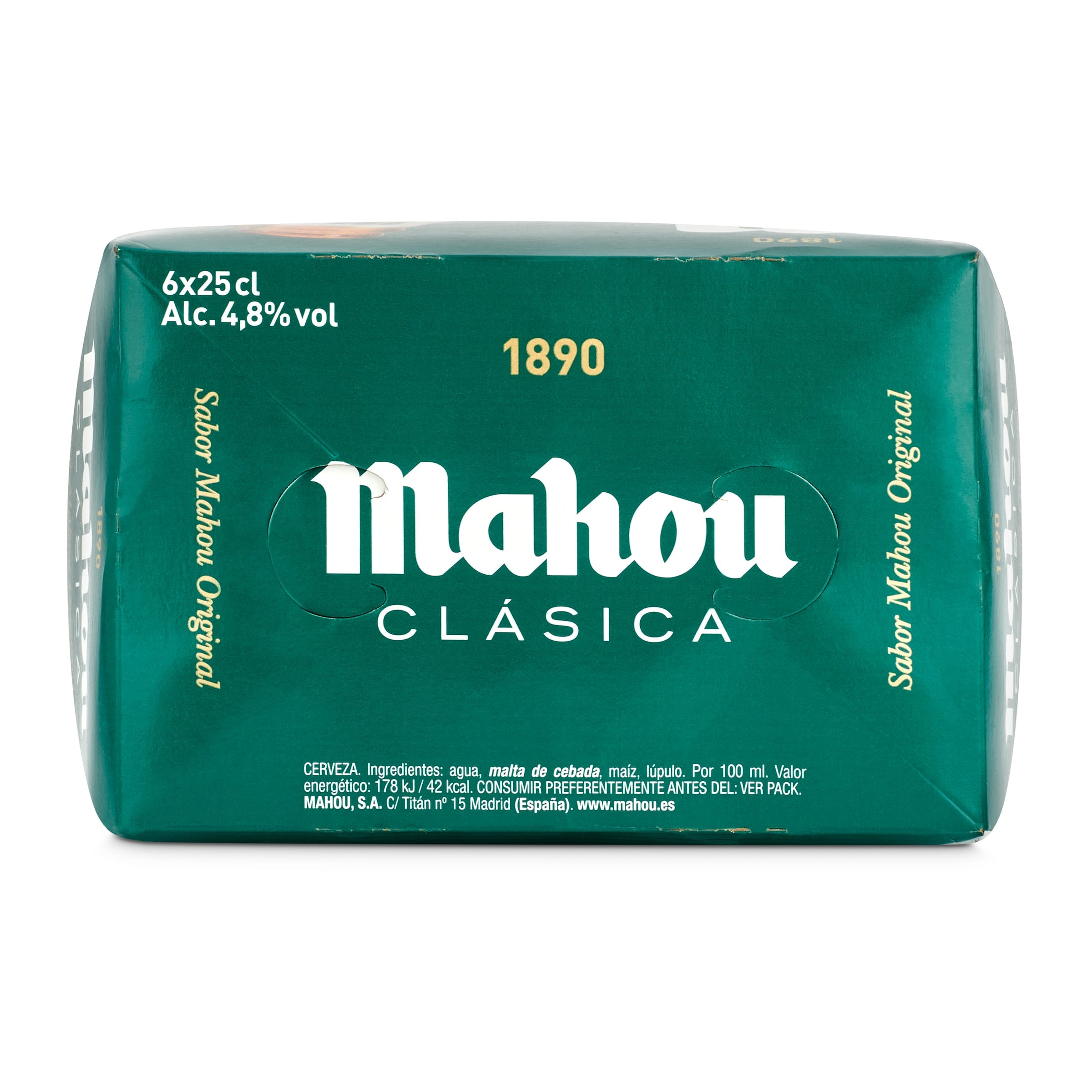 Cerveza clásica Mahou pack 6 x 25 cl