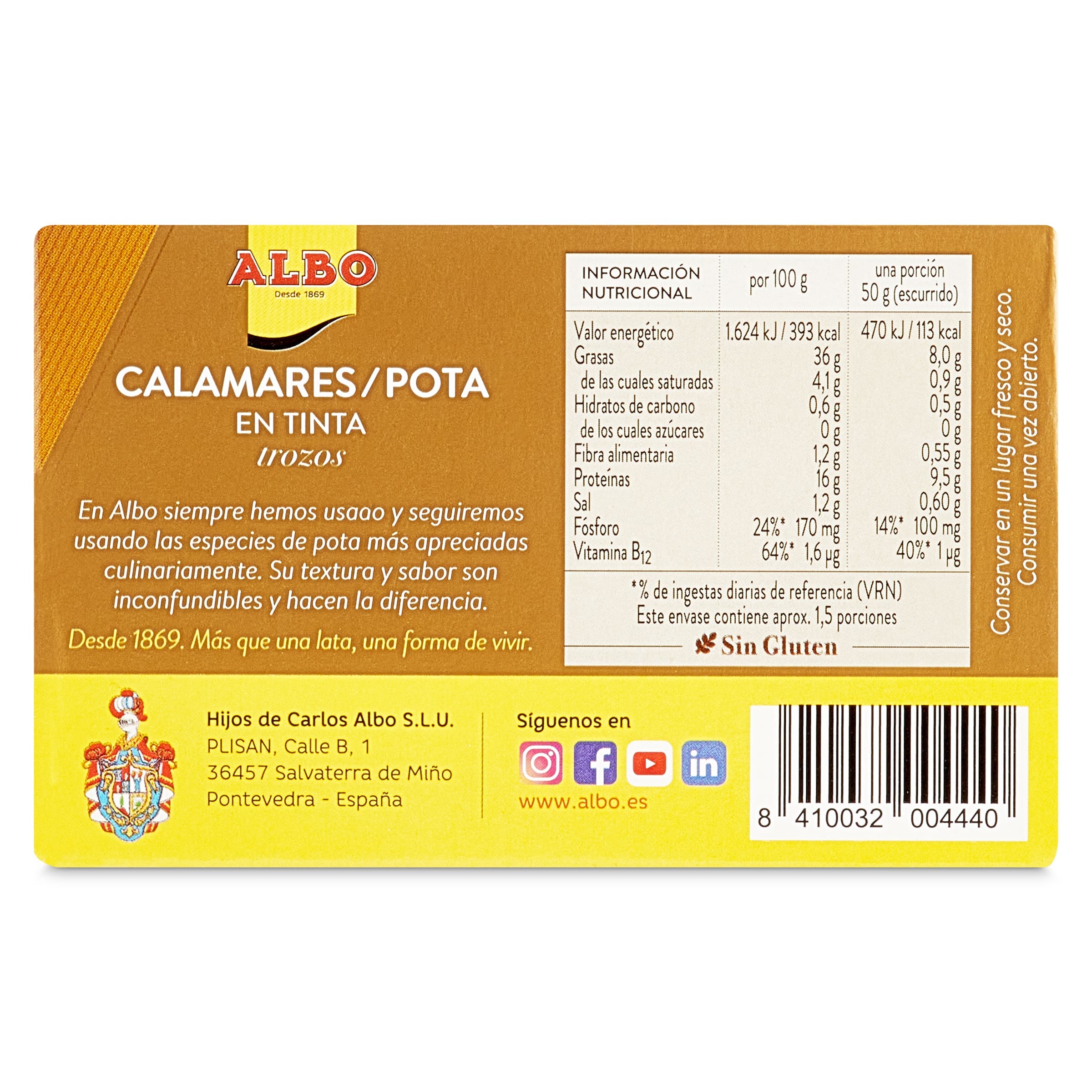 Calamares en su tinta Albo 72 g