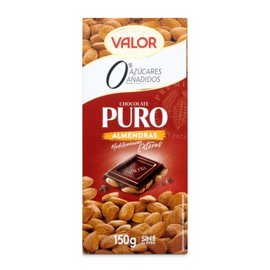 Chocolate puro con almendras sin azúcar Valor 150 g-0