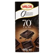 Chocolate negro 70% cacao sin azúcar Valor 125 g