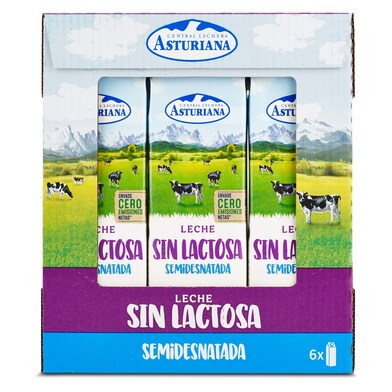 Leche semidesnatada sin lactosa Central Lechera Asturiana brik 6 x 1 l-1 Leche semidesnatada sin lactosa Central Lechera Asturiana brik 6 x 1 l-1