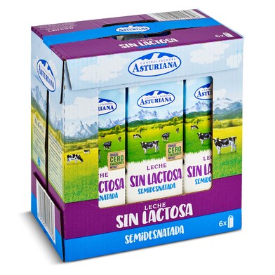 Leche semidesnatada sin lactosa Central Lechera Asturiana brik 6 x 1 l-0