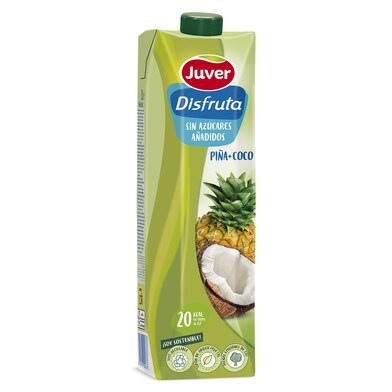 Bebida de zumo de piña y coco sin azucares añadidos Juver Disfruta brik 1 l-0 Bebida de zumo de piña y coco sin azucares añadidos Juver Disfruta brik 1 l-0