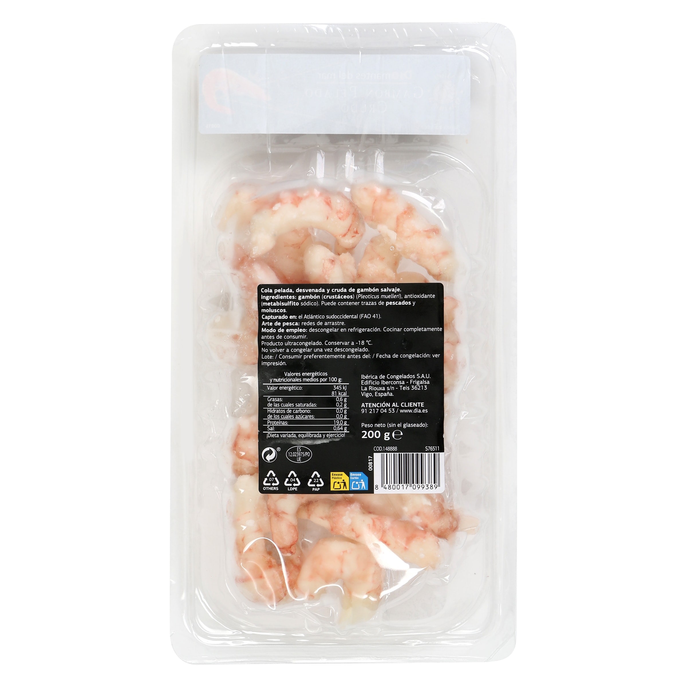 Colas de gambón pelado crudo Dia Mari Marinera 200 g