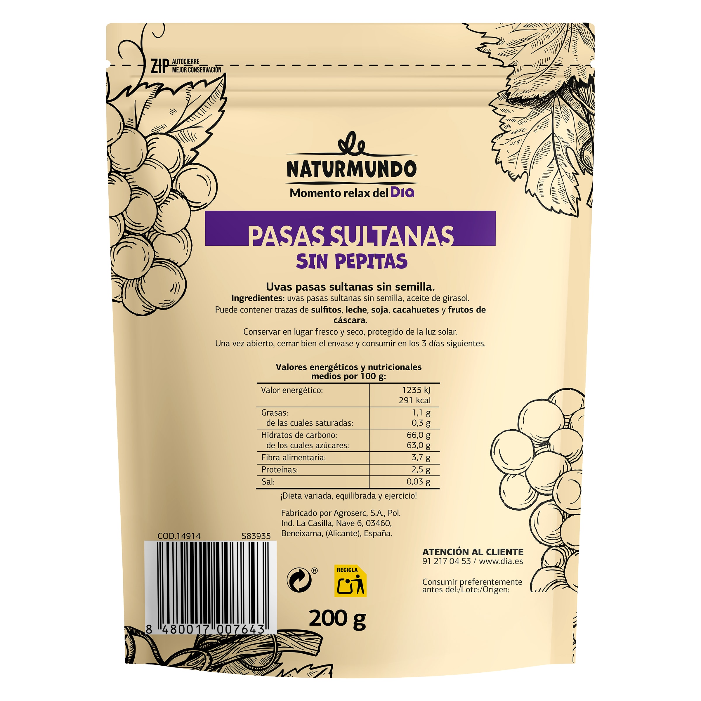 Pasas sultanas Dia Naturmundo 200 g