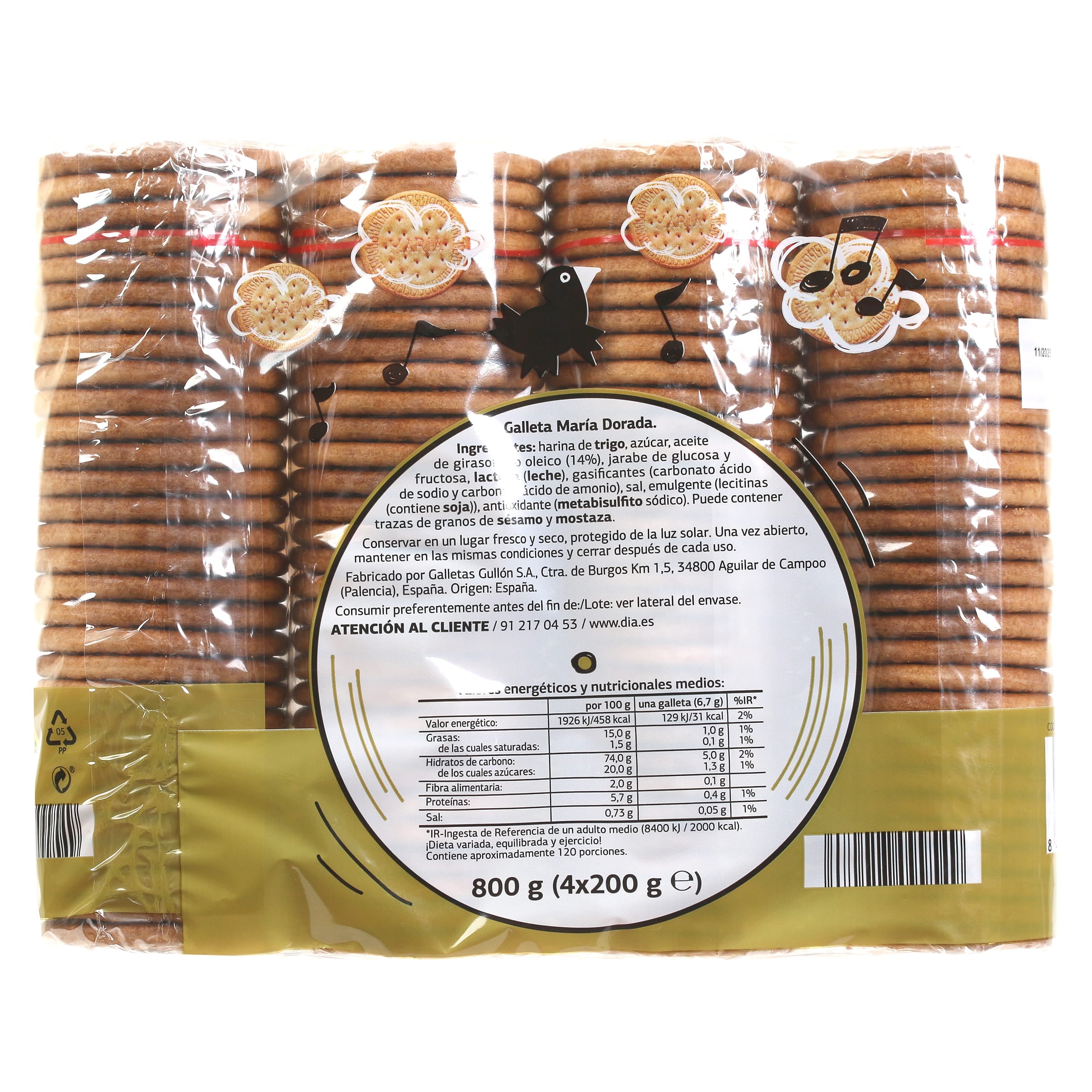 Galletas dorada maría Galleteca de Dia 800 g