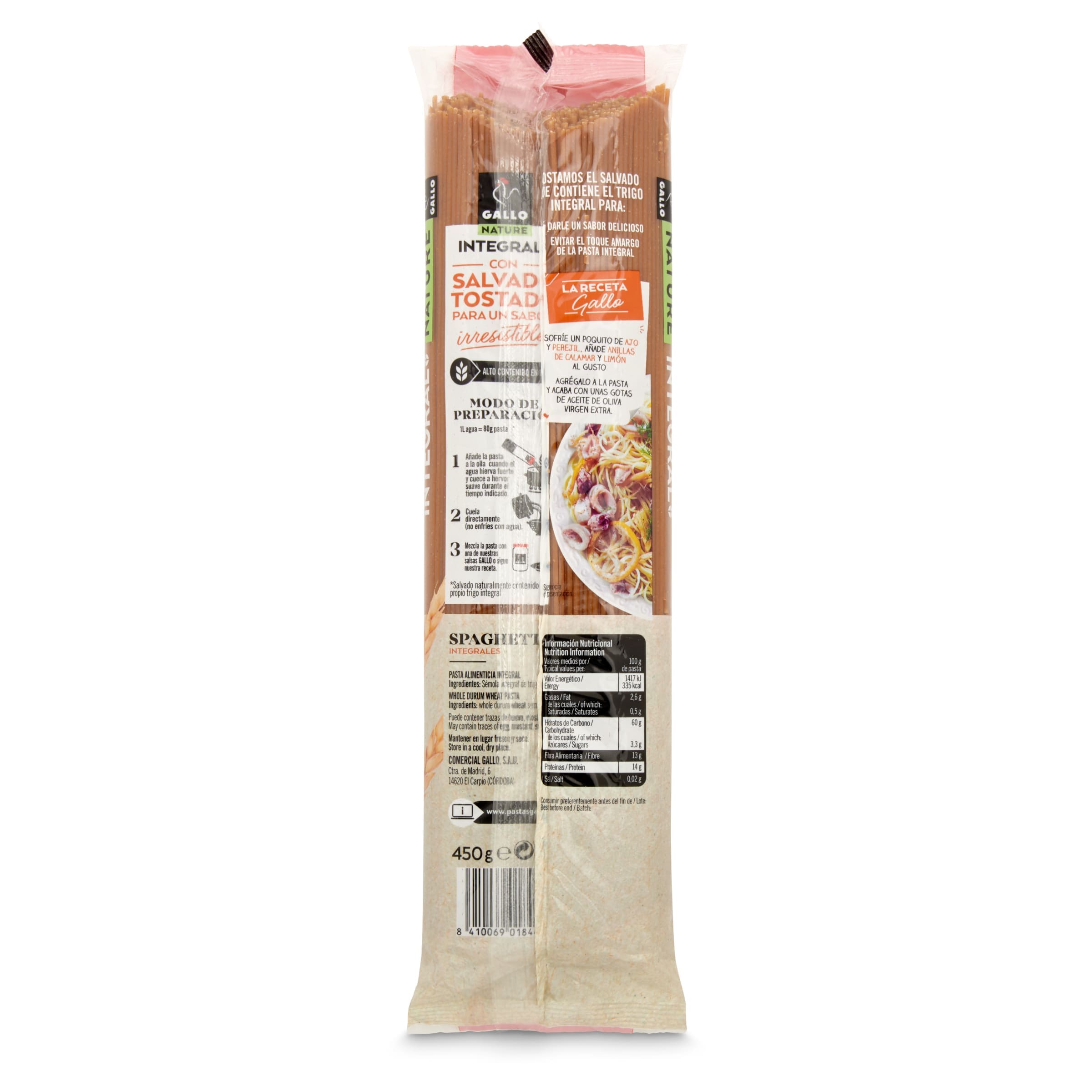 Espaguetis integrales Gallo 450 g