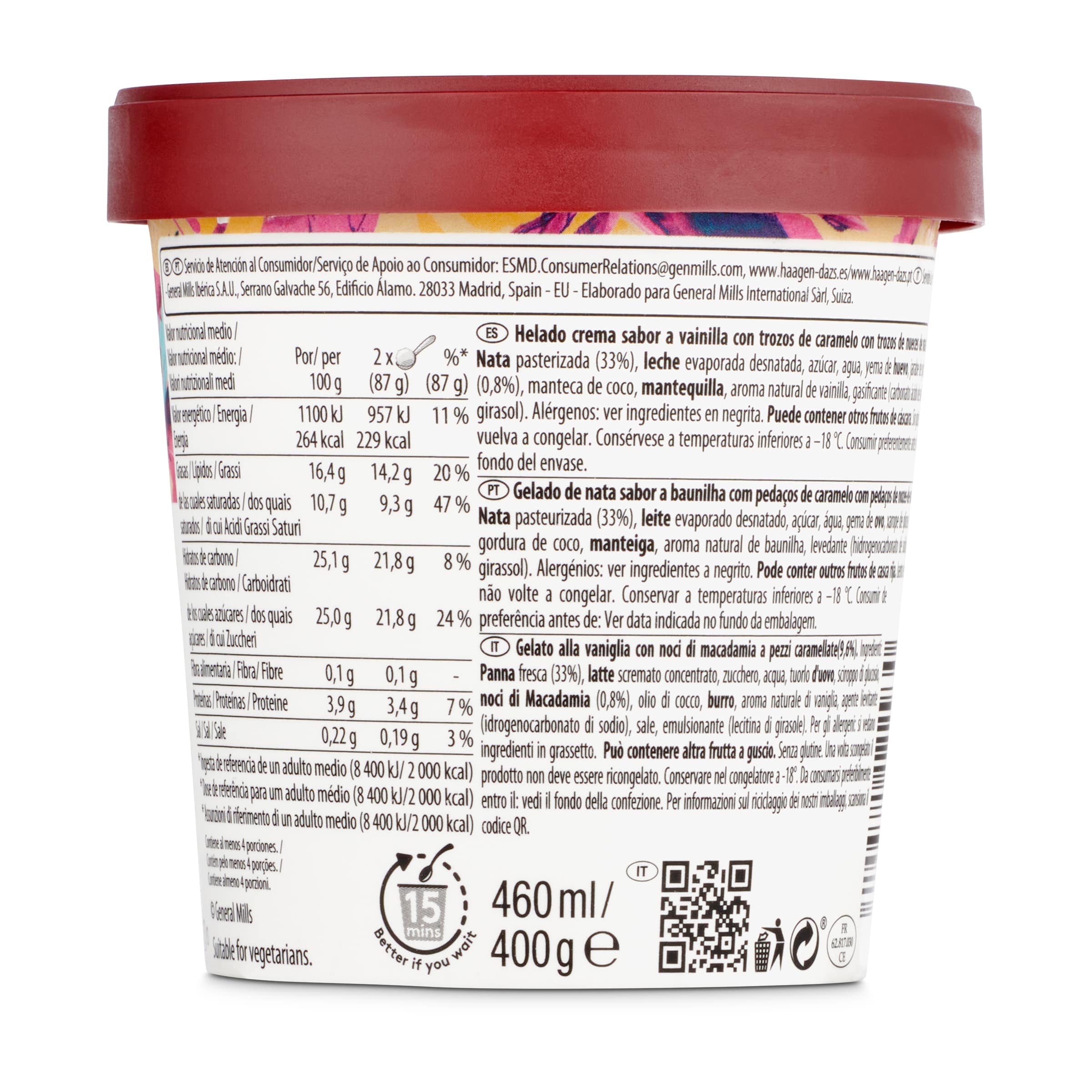 Tarrina Haagen Dazs vainilla con nueces de macadamia 400 g